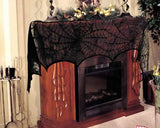 Lace Fireplace Cover with Spider Web 46cm x 244cm Mantle Scarf Cover