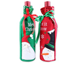 2 Pieces Wine Bottle Covers with  Santa Claus and Snowman Pattern