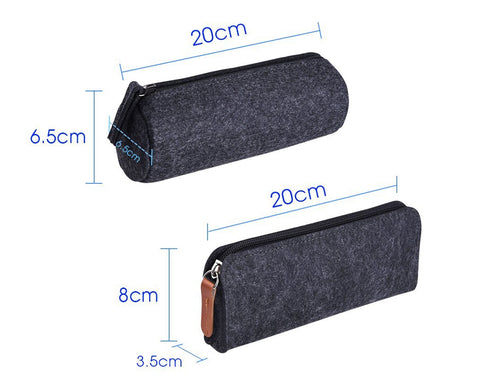 Felt Pencil Case Stationery Pouch Set of 2 - Dark Grey