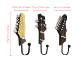 Retro Guitar Shaped Decorative Hooks 3 Pieces Wall Mounted Rack Hangers