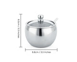 Stainless Steel Sugar Bowl with Clear Lid and Spoon