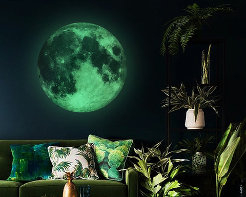 Luminous Moon Stickers with Stars Wall Decals