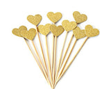 Heart Shaped Cupcake Toppers 20 Pieces Glittery Cake Toppers