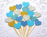 Heart Shaped Cupcake Toppers 20 Pieces Glittery Cake Toppers