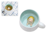 Cute Animal Ceramic Coffee Cup with Lid and Spoon