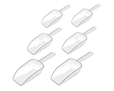 Kitchen Scoops Set of 6 Clear Plastic Scoops with 3 Sizes