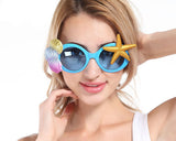 Beach Party Glasses Hawaiian Sunglasses - Blue