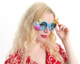 Beach Party Glasses Hawaiian Sunglasses - Blue