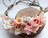 Flower Wreath Headband Adjustable Floral Crown Headpiece for Photo Shoot