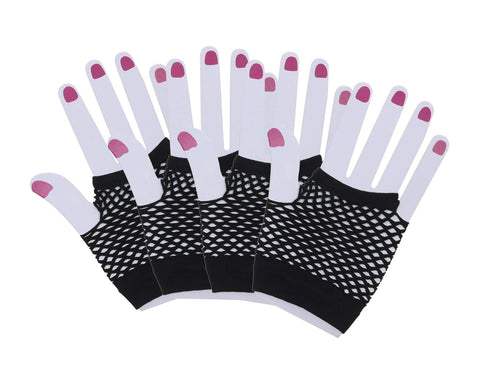 Fingerless Fishnet Gloves 2 Pairs Short 80's Net Gloves