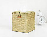 Woven Seagrass Square Tissue Box Cover 5.5 Inches Decorative Tissue Box