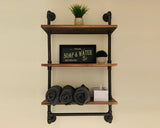 Bathroom Shelves 3 Tier Wall Mounted Book Storage Rack with Floating Pipe