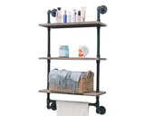 Bathroom Shelves 3 Tier Wall Mounted Book Storage Rack with Floating Pipe