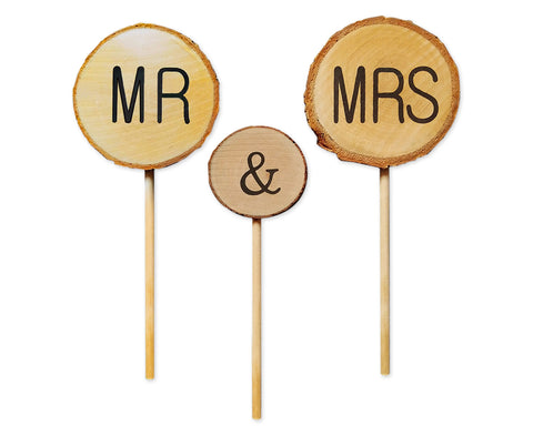 Wedding Cake Topper 3 Pieces Mr &amp; Mrs Cake Decoration for Wedding Cakes