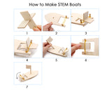 DIY Paddle Boat 3 Packs Wooden Sailboat Kit for Kids