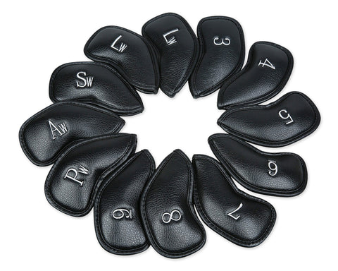 Golf Club Head Cover 12 Pieces Leather Golf Iron Head Cover