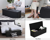 Folding Storage Ottoman Bench 30 Inches Faux Leather Storage Bench