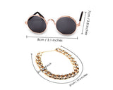 Retro Round Sunglasses with Golden Chain for Cats and Small Dogs