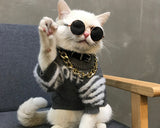 Retro Round Sunglasses with Golden Chain for Cats and Small Dogs