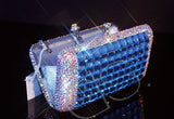 Cubical Blue Crystallized Clutch - 14cm