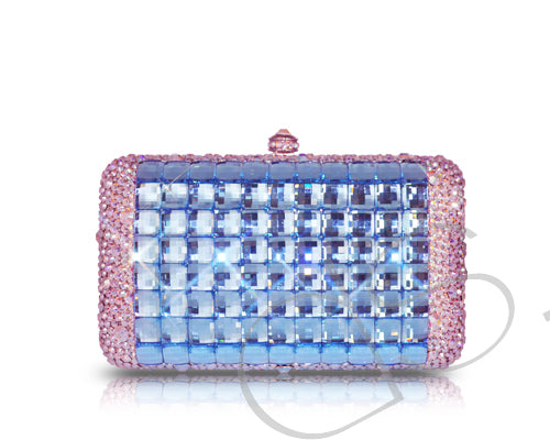 Cubical Blue Crystallized Clutch - 14cm