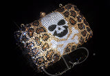 Leopard Crossbones Crystal Clutch Bag - 14cm