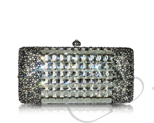 Cubical Crystal Clutch Bag - Black 14cm