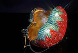 Strawberry Heart Crystal Clutch Bag - 13cm
