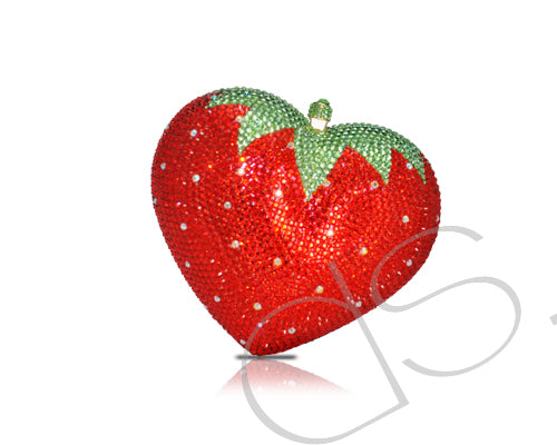Strawberry Heart Crystal Clutch Bag - 13cm