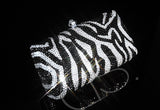 Zebra Striped Crystal Clutch Bag - 15cm