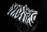Zebra Striped Crystal Clutch Bag - 15cm