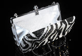 Zebra Striped Crystal Clutch Bag - 15cm
