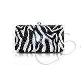 Zebra Striped Crystal Clutch Bag - 15cm