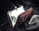 Leopard Blossomed Crystallized Clutch Bag - Pink 15.5cm