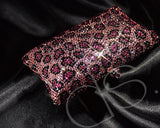 Leopard Blossomed Crystallized Clutch Bag - Pink 15.5cm