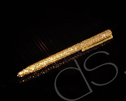 Gold Brick Swarovski Crystallized Long Ball Pen