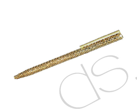 Gold Brick Swarovski Crystallized Long Ball Pen