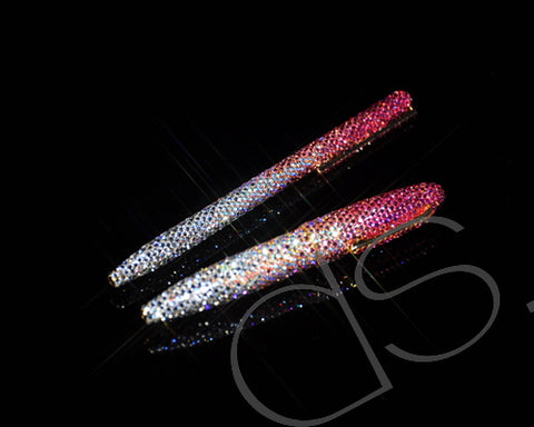 Graphite Swarovski Crystallized Long Ball Pen - Pink