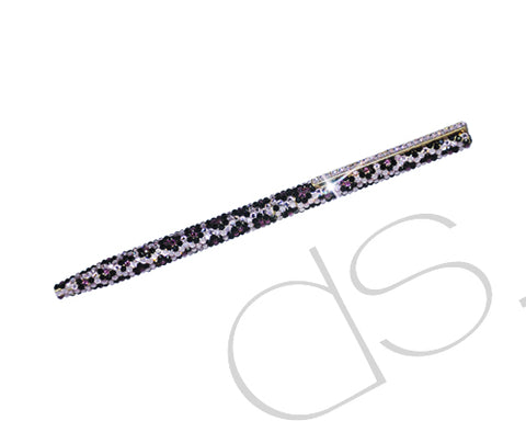 Leopardo Blossomed Swarovski Crystallized Long Ball Pen