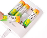 GP NiMH 2700 mAh AA Rechargeable Batteries with Free USB Charger