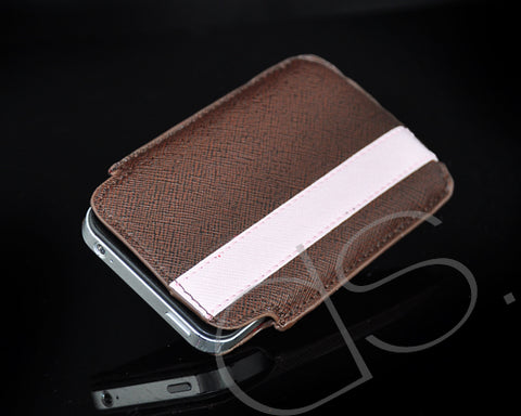 Lofty Series iPhone 4 and 4S Soft Pouch Case - Brown Pink