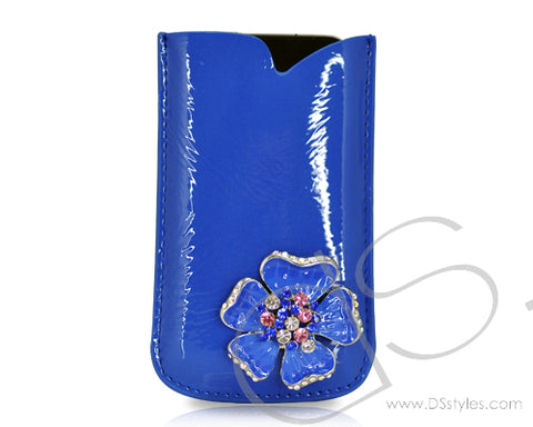 Mini Flower Series iPhone 4 and 4S Soft Pouch Case - Blue