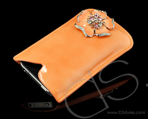 Mini Flower Series iPhone 4 and 4S Soft Pouch Case - Orange