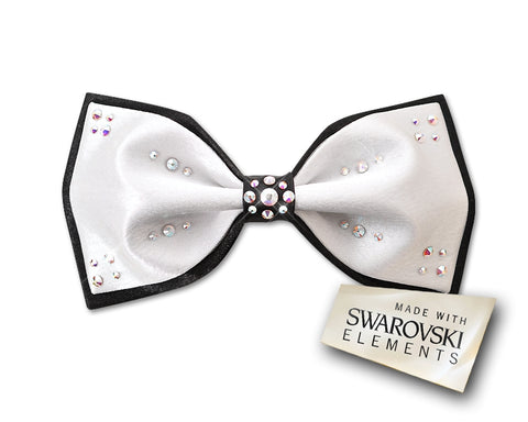 Swarovski Crystal Rhinestones Wedding Bow Tie for Men - White & Black