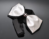 Swarovski Crystal Rhinestones Wedding Bow Tie for Men - White & Black