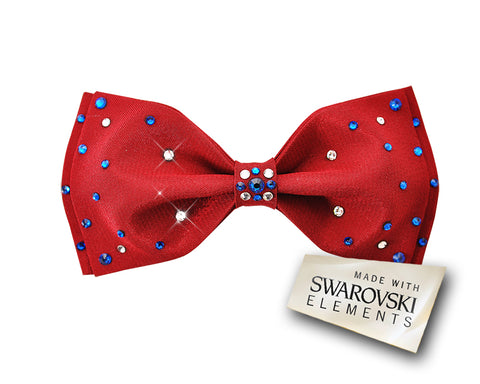 Swarovski Crystal Rhinestones Pre-Tied Wedding Bow Tie for Men - Red