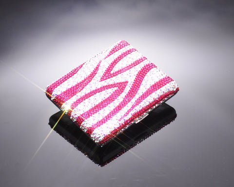 Zebra Wave Bling Swarovski Crystal Cigarette Case - Pink