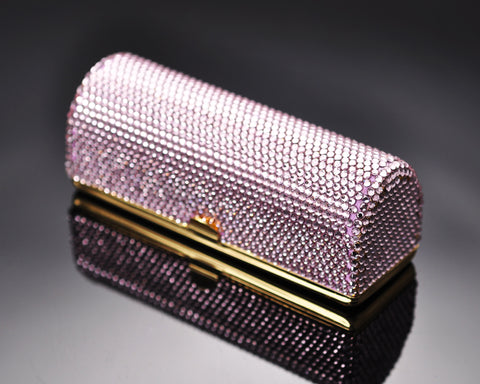 Classic Bling Swarovski Crystal Lipstick Case With Mirror – Pink