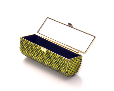 Classic Bling Swarovski Crystal Lipstick Case With Mirror – Green