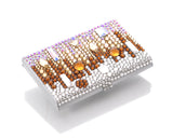 Symphony Bling Swarovski Crystal Business Card Holder Case - Brown